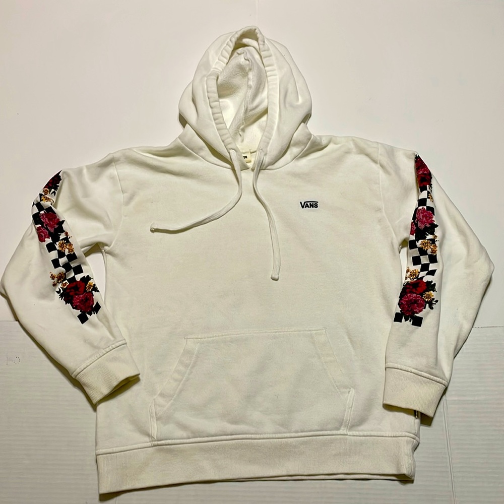 Vans White Women’s Floral Long Sleeve Hoodie, Size S